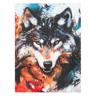 Abstract Wild Spirit Wolf Tablecloth