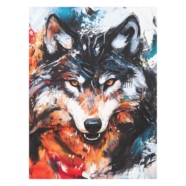 Abstract Wild Spirit Wolf Tablecloth (Front)