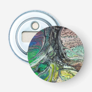 Abstract wild tree greens and blues bottle opener