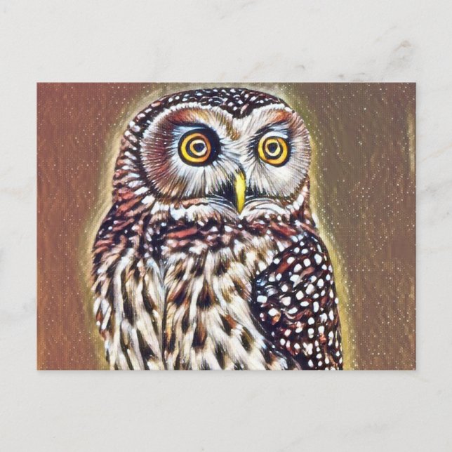 Abstract Wilderness Forest Owl Art Postcard (Front)