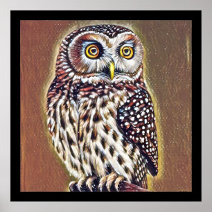 Abstract Wilderness Forest Owl Art Poster
