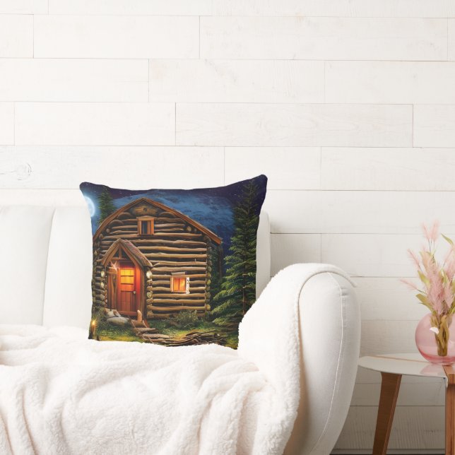 Abstract Wilderness Little Cabin Cushion (Couch)