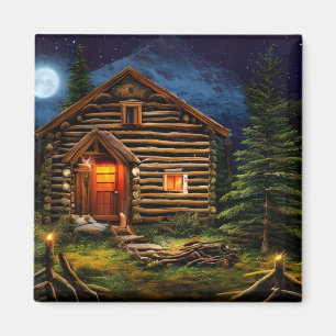 Abstract Wilderness Little Cabin Magnet