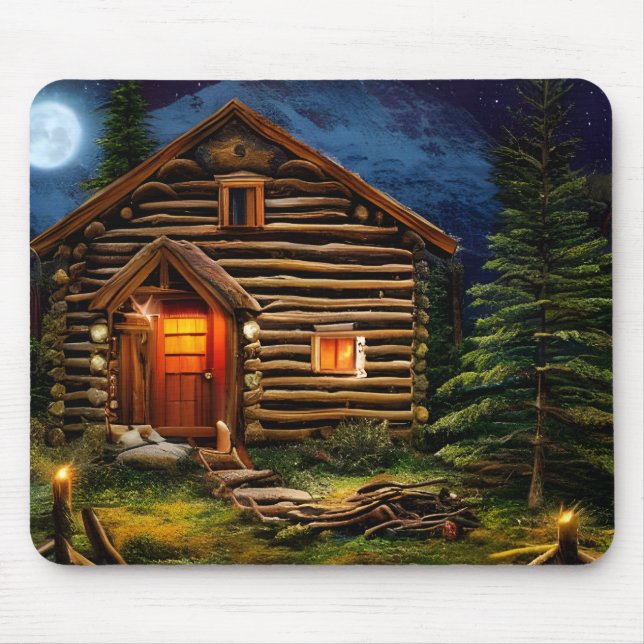 Abstract Wilderness Little Cabin Mouse Mat (Front)