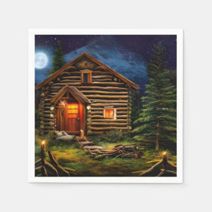 Abstract Wilderness Little Cabin Napkin