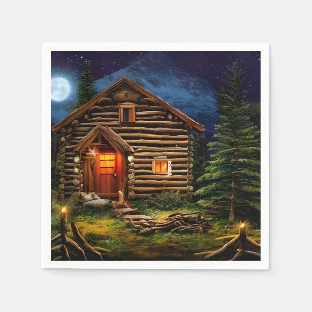 Abstract Wilderness Little Cabin Napkin (Front)