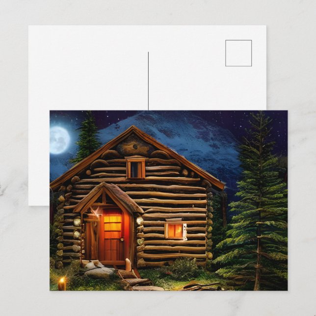 Abstract Wilderness Little Cabin Postcard (Front/Back)