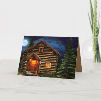 Abstract Wilderness Little Cabin Thank You Card