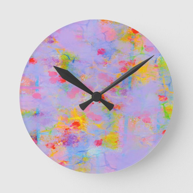 Abstract Wildflower Field Design Round Clock (Front)