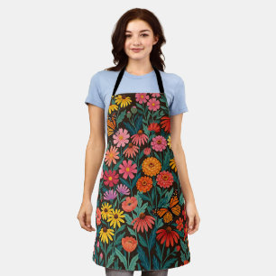 Abstract Wildflowers Butterflies Apron