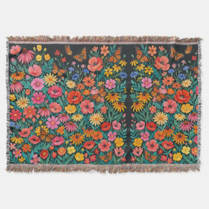 Abstract Wildflowers Butterflies Garden Blankets