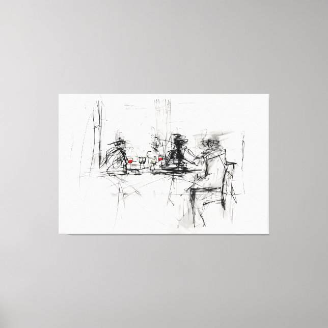 Abstract Wine Dinner Scene -  Canvas Print (Front)