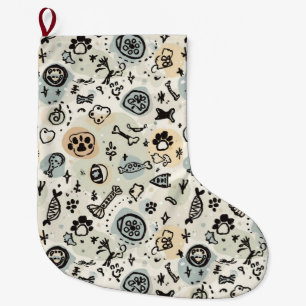 Abstract Winter Doodle Pet Stocking with Paw Print