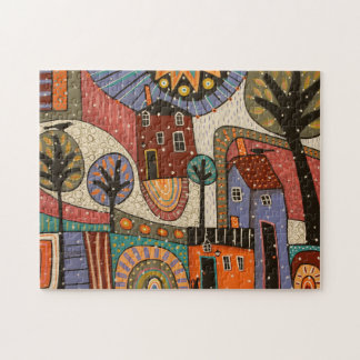 Abstract Winter Jigsaw Puzzle by Karla Gerard