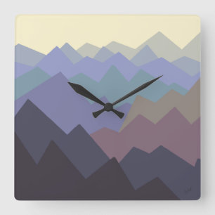 Abstract Winter Mountains Art  Square Wall Clock