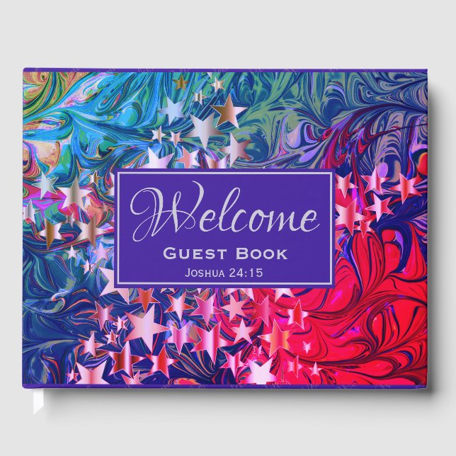 ABSTRACT Winter Purple | Christmas Stars | WELCOME Guest Book (Front)