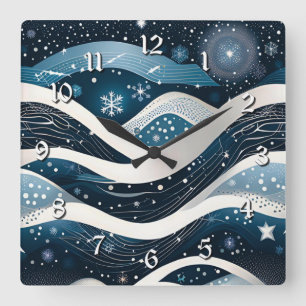 Abstract Winter Wonderland Square Wall Clock