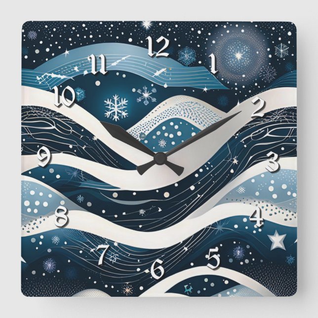 Abstract Winter Wonderland Square Wall Clock (Front)