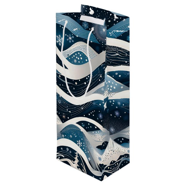 Abstract Winter Wonderland  Wine Gift Bag (Back Angled)