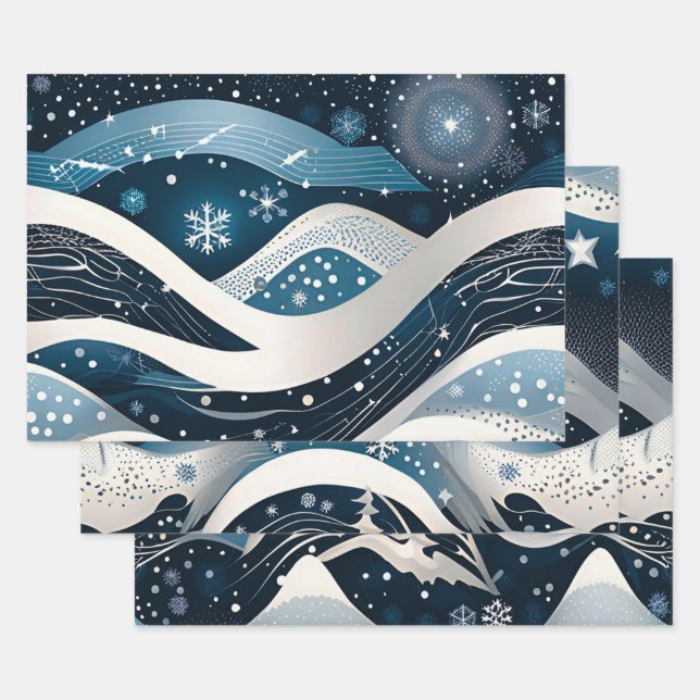 Abstract Winter Wonderland Wrapping Paper Sheet (Set)
