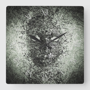 Abstract Wires Mask Square Wall Clock