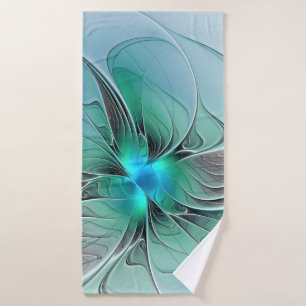 Abstract With Blue, Modern Fractal Art Bath Towel