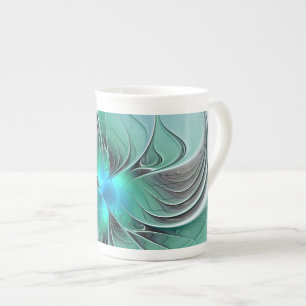 Abstract With Blue, Modern Fractal Art Bone China Mug