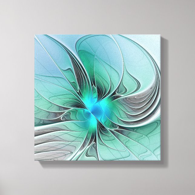 Abstract With Blue, Modern Fractal Art Canvas Print (Front)