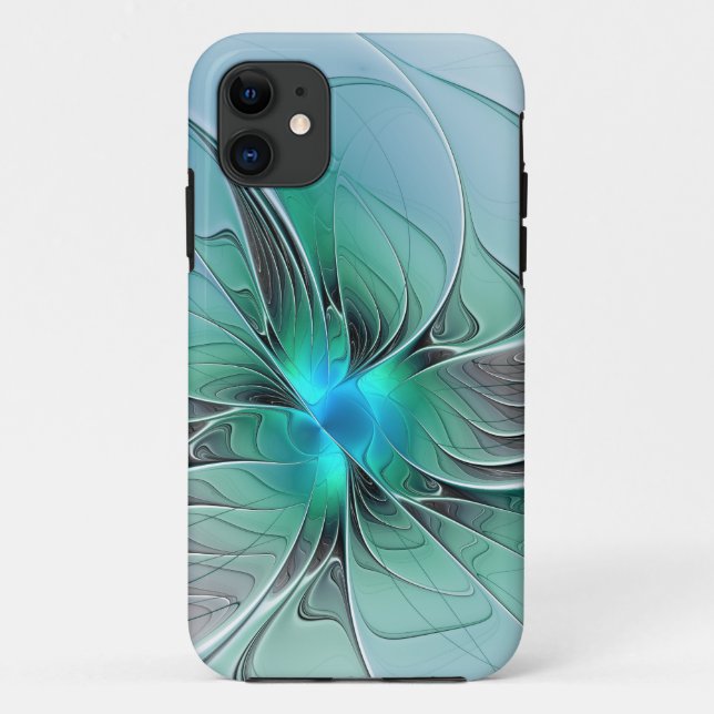 Abstract With Blue, Modern Fractal Art Case-Mate iPhone Case (Back)
