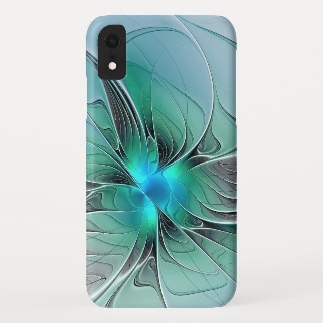 Abstract With Blue, Modern Fractal Art Case-Mate iPhone Case (Back)