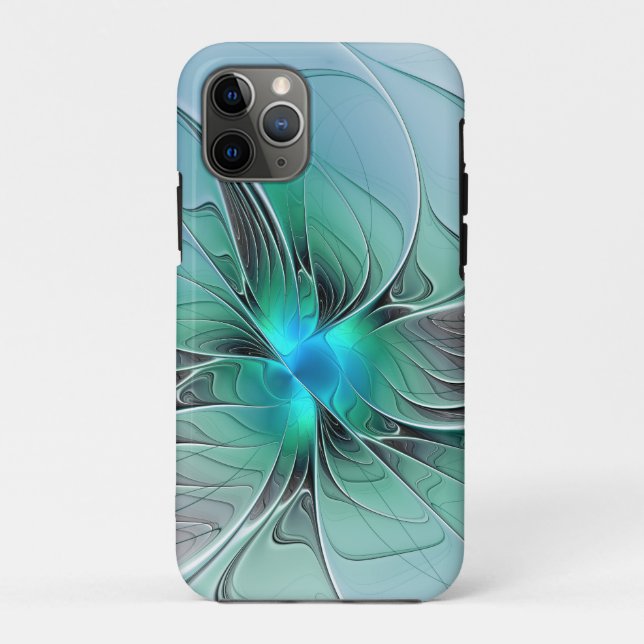 Abstract With Blue, Modern Fractal Art Case-Mate iPhone Case (Back)