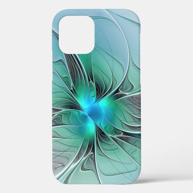 Abstract With Blue, Modern Fractal Art Case-Mate iPhone Case (Back)