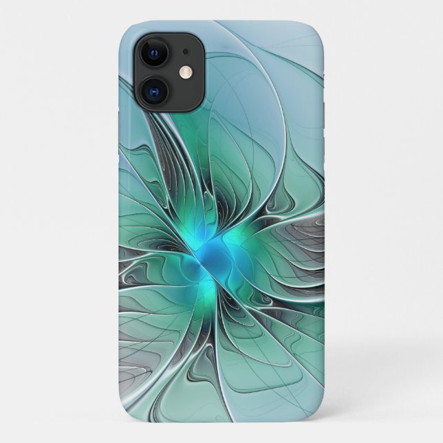 Abstract With Blue, Modern Fractal Art Case-Mate iPhone Case (Back)