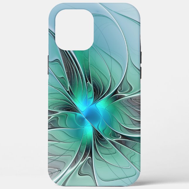 Abstract With Blue, Modern Fractal Art Case-Mate iPhone Case (Back)