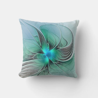Abstract With Blue, Modern Fractal Art Cushion
