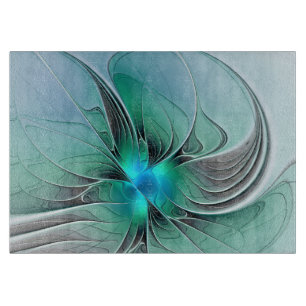 Abstract With Blue, Modern Fractal Art Cutting Board