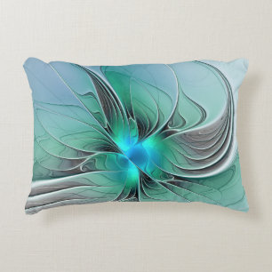 Abstract With Blue, Modern Fractal Art Decorative Cushion