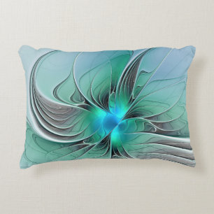 Abstract With Blue, Modern Fractal Art Decorative Cushion