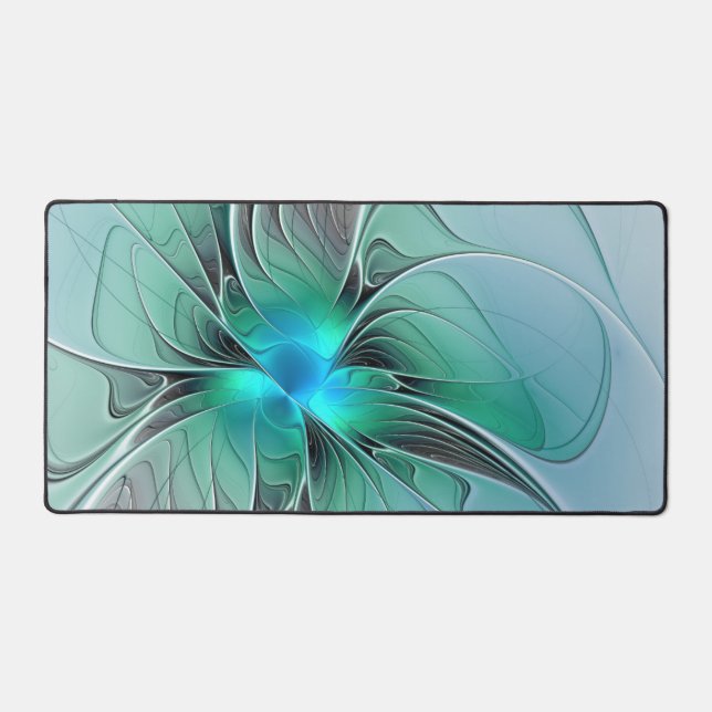 Abstract With Blue, Modern Fractal Art Desk Mat (Front)