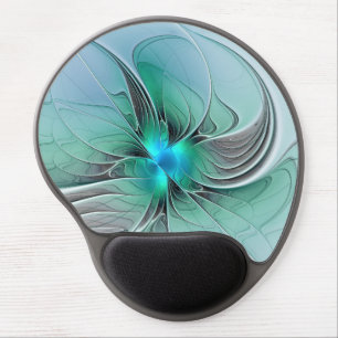 Abstract With Blue, Modern Fractal Art Gel Mouse Mat