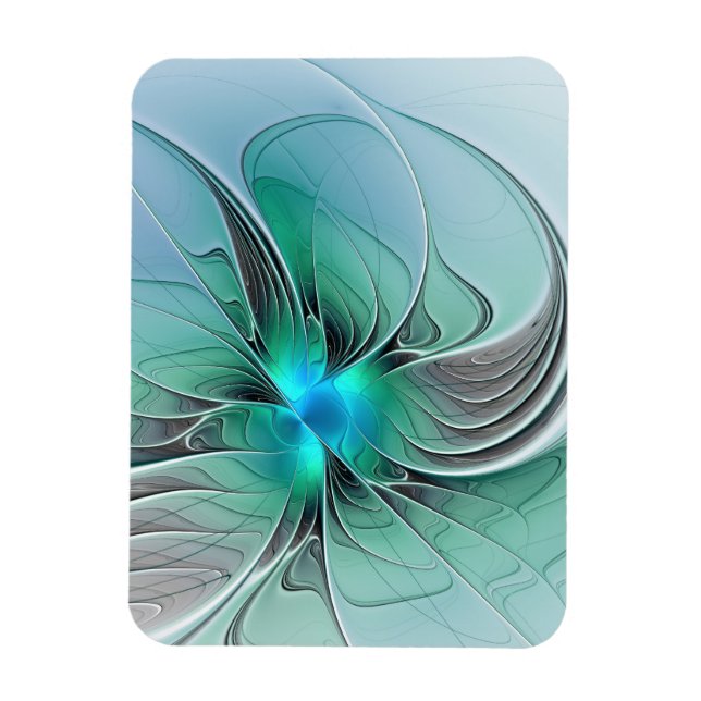 Abstract With Blue, Modern Fractal Art Magnet (Vertical)