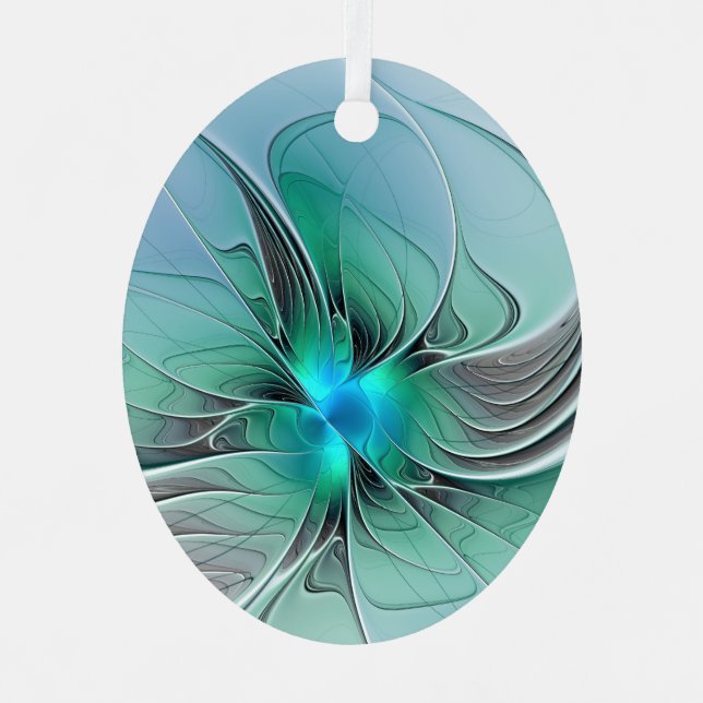 Abstract With Blue, Modern Fractal Art Metal Tree Decoration (Front)
