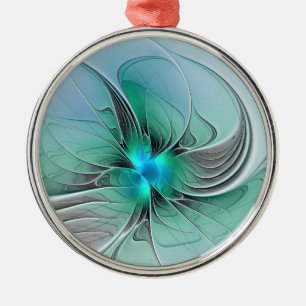 Abstract With Blue, Modern Fractal Art Metal Tree Decoration