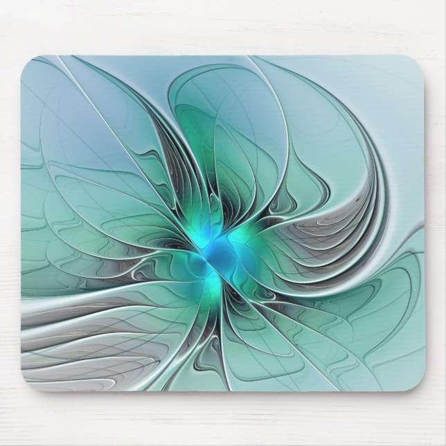 Abstract With Blue, Modern Fractal Art Mouse Mat (Front)