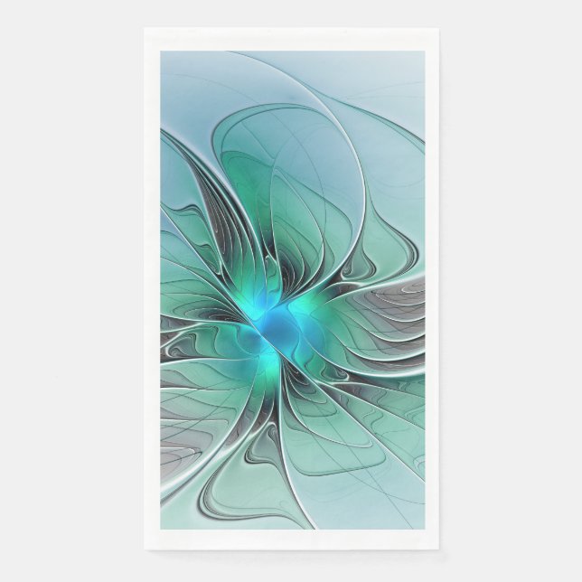 Abstract With Blue, Modern Fractal Art Napkin (Front)