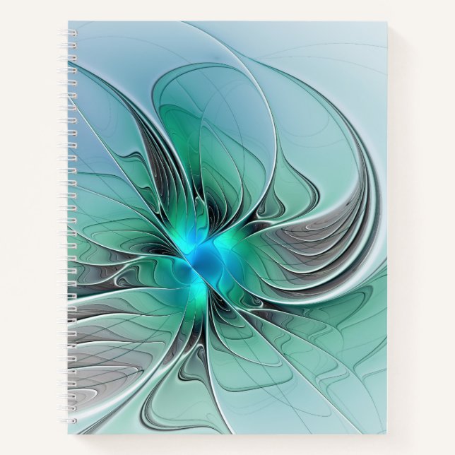 Abstract With Blue, Modern Fractal Art Notebook (Front)