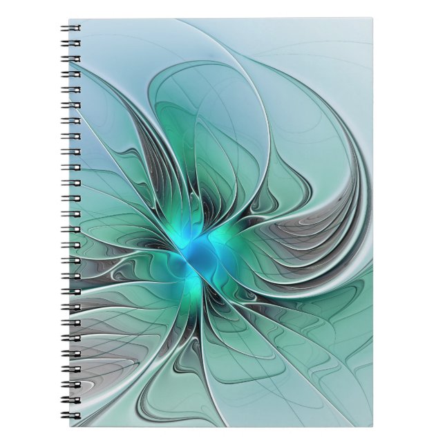 Abstract With Blue, Modern Fractal Art Notebook (Front)