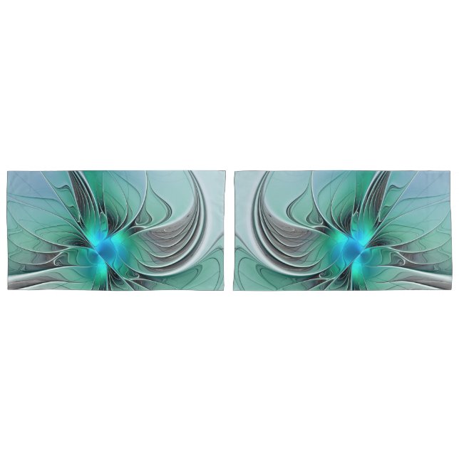 Abstract With Blue, Modern Fractal Art Pillowcase (Front-Set)