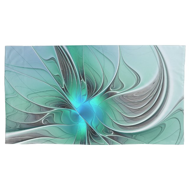 Abstract With Blue, Modern Fractal Art Pillowcase (Front)