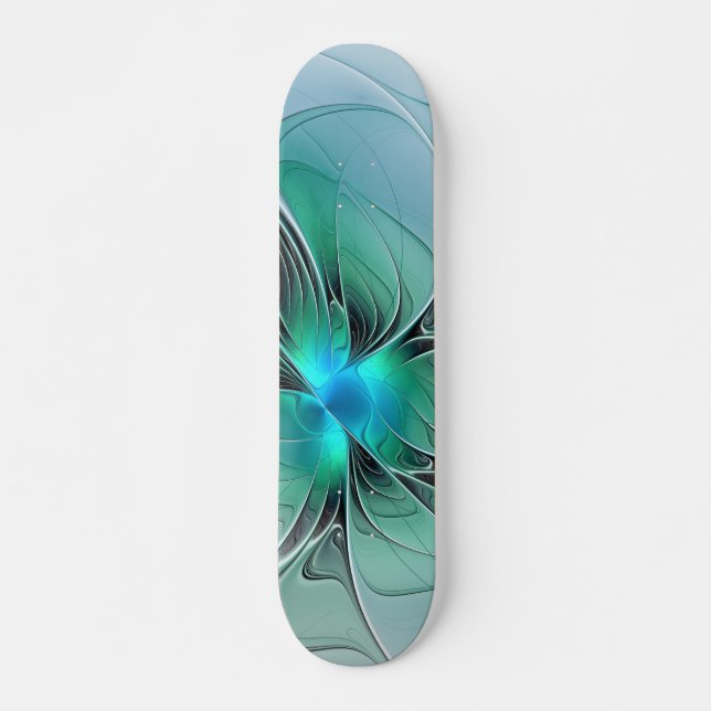 Abstract With Blue, Modern Fractal Art Skateboard (Front)